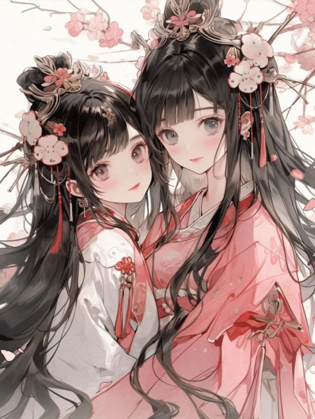 双子女古风人物怎么画_古风双生姐妹绘制技巧