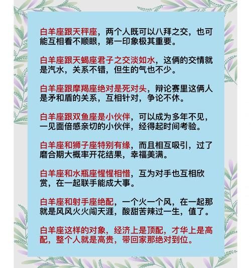 魔羯白羊配对合适吗_如何相处长久